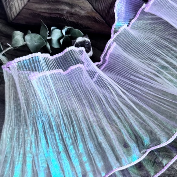 2 yards Mermaid Iridescent Gradient Chiffon Fabric with Ruffle Hem (ONLY RIBBON) - Picture 4 of 5